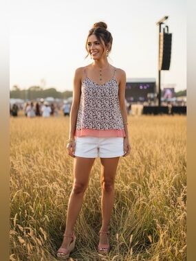LOFT - Floral Cami with adjustable straps Size Medium